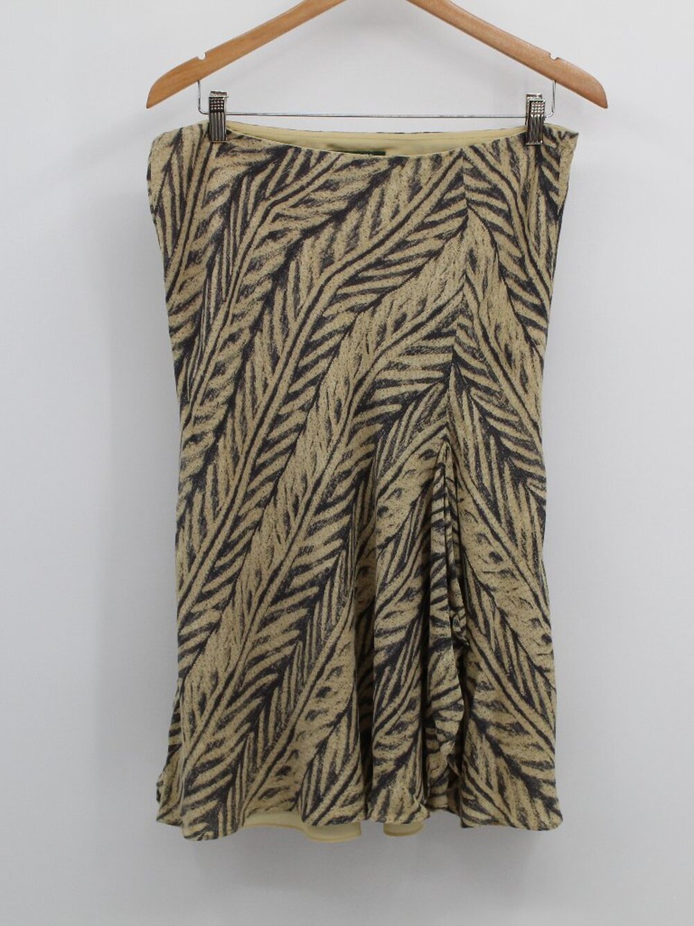 Vintage‎ Y2K LAUREN RALPH LAUREN Midi Skirt Flare Hem Tropical Print Silk Linen